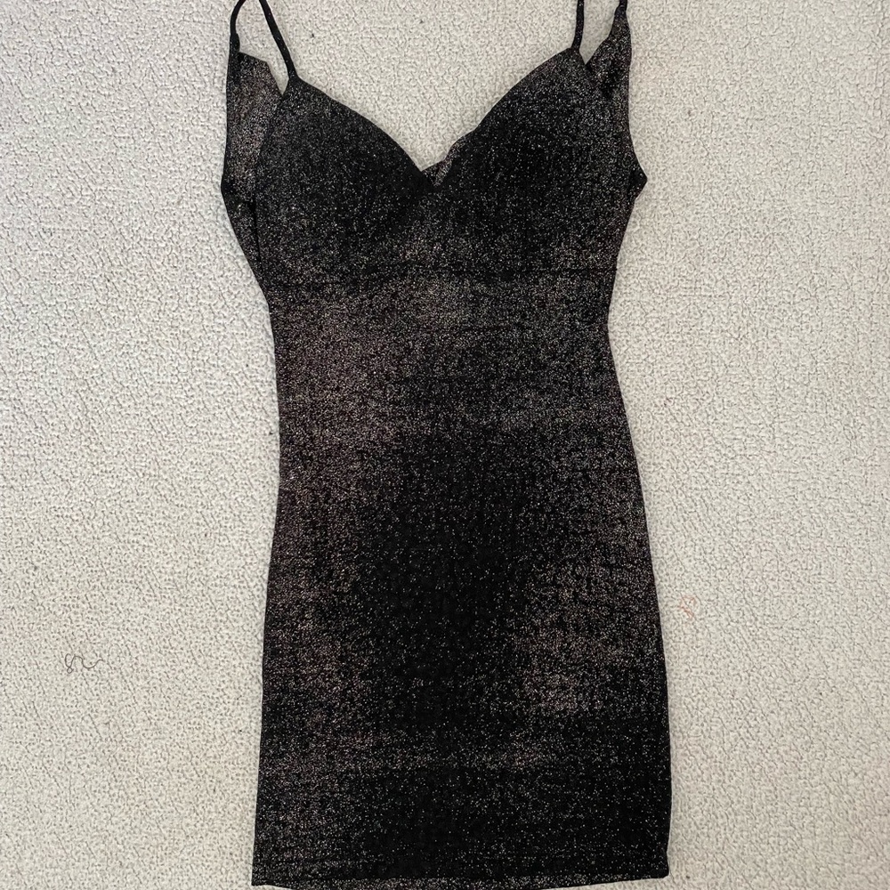 Black midnight sparkle party dress